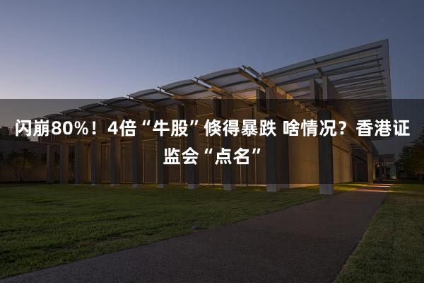 闪崩80%！4倍“牛股”倏得暴跌 啥情况？香港证监会“点名”