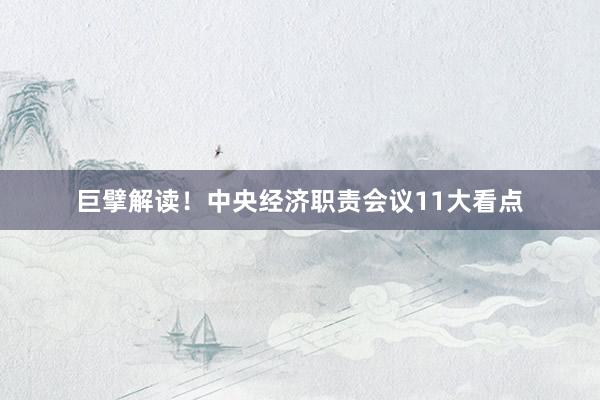 巨擘解读！中央经济职责会议11大看点